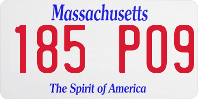 MA license plate 185PO9