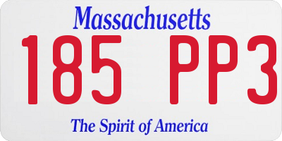 MA license plate 185PP3