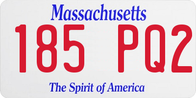 MA license plate 185PQ2