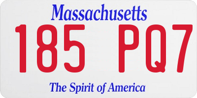 MA license plate 185PQ7