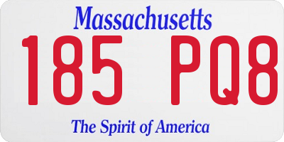 MA license plate 185PQ8