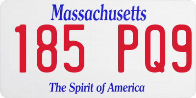 MA license plate 185PQ9
