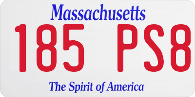 MA license plate 185PS8