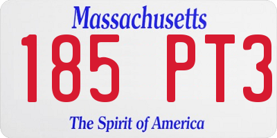 MA license plate 185PT3