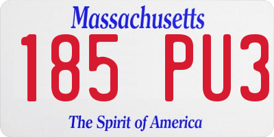 MA license plate 185PU3