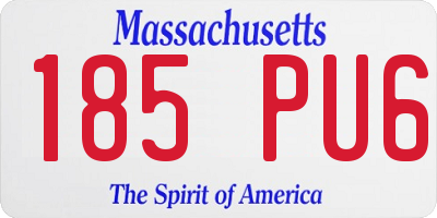 MA license plate 185PU6