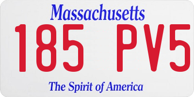 MA license plate 185PV5