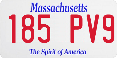 MA license plate 185PV9