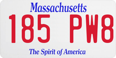 MA license plate 185PW8