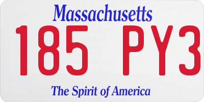 MA license plate 185PY3