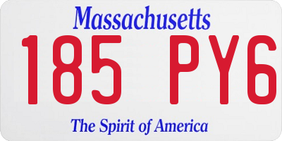 MA license plate 185PY6