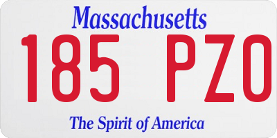 MA license plate 185PZ0