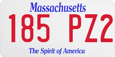 MA license plate 185PZ2
