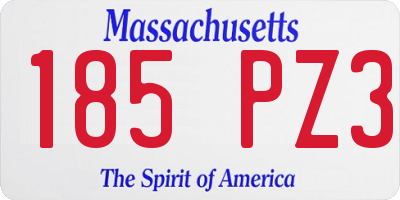 MA license plate 185PZ3