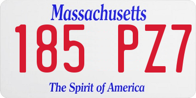 MA license plate 185PZ7