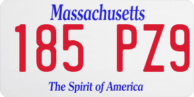 MA license plate 185PZ9