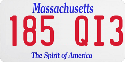 MA license plate 185QI3