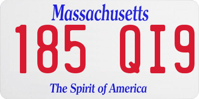 MA license plate 185QI9