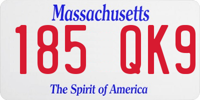 MA license plate 185QK9