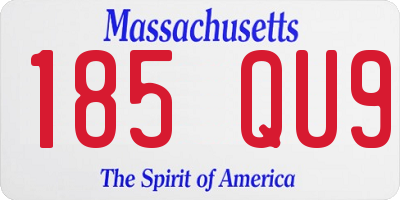 MA license plate 185QU9