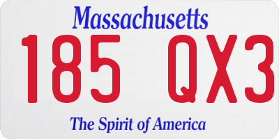 MA license plate 185QX3