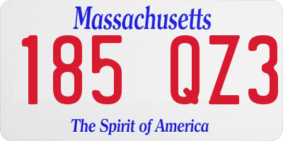 MA license plate 185QZ3