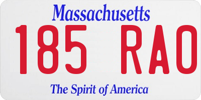 MA license plate 185RA0