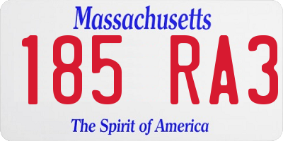 MA license plate 185RA3