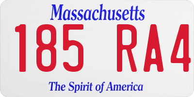 MA license plate 185RA4