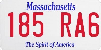 MA license plate 185RA6