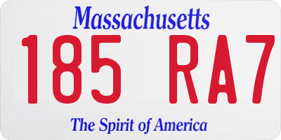MA license plate 185RA7