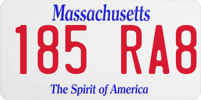 MA license plate 185RA8