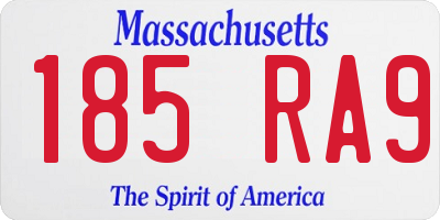 MA license plate 185RA9