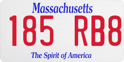 MA license plate 185RB8