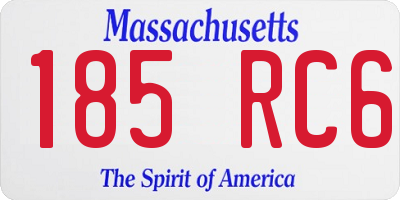 MA license plate 185RC6