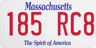 MA license plate 185RC8