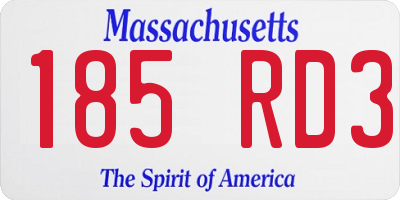 MA license plate 185RD3