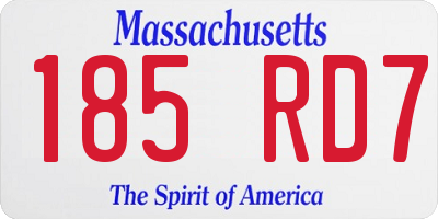 MA license plate 185RD7