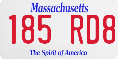 MA license plate 185RD8