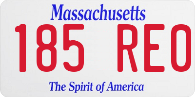 MA license plate 185RE0