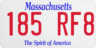 MA license plate 185RF8