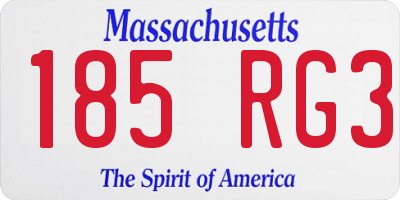 MA license plate 185RG3