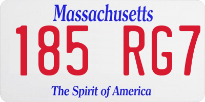 MA license plate 185RG7
