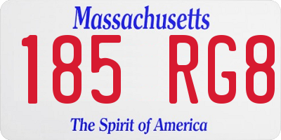 MA license plate 185RG8