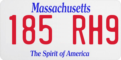 MA license plate 185RH9