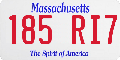 MA license plate 185RI7