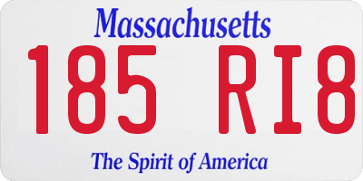 MA license plate 185RI8