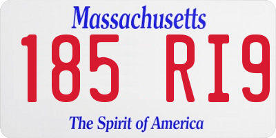 MA license plate 185RI9