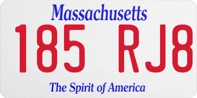 MA license plate 185RJ8