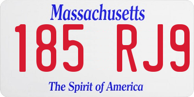 MA license plate 185RJ9